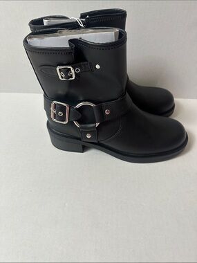 Universal Thread Black Mid-Calf Buckle Combat Boots